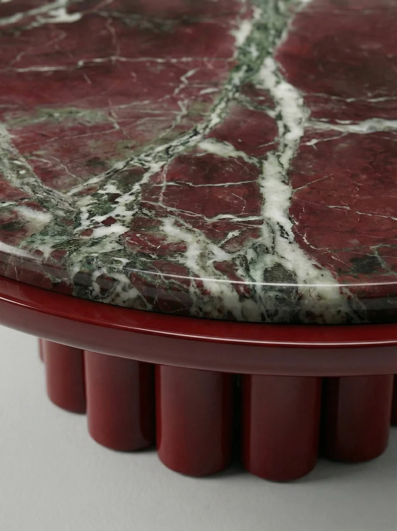 Edoni Bordeaux Lacquered And Rosso Levanto Marble