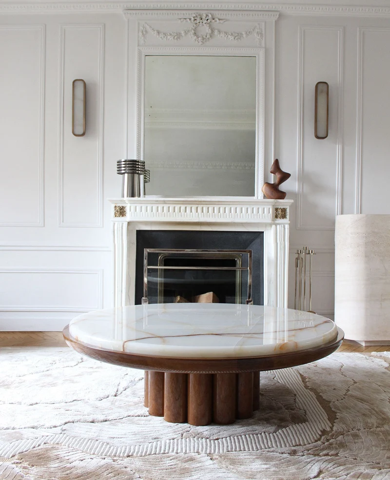 Edoni Wood and Shell Onyx Coffee Table
