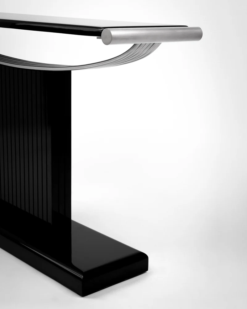 Console "The Portico" | Stainless Steel & Lacquered Wood