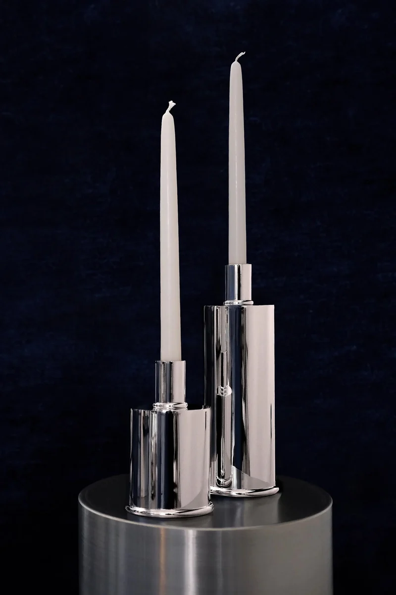 Silver Plated Candle Holders in Brass and Silver Plated Brass