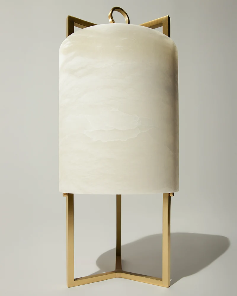 "LANTERN" Table Lamp in alabaster and satin brass