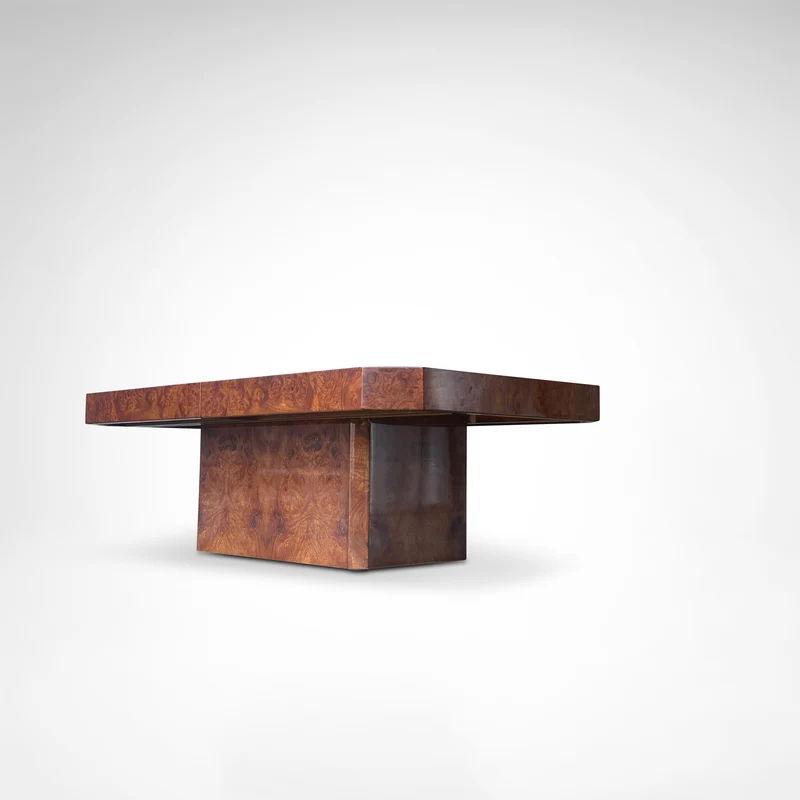 Burl wood coffee table with bar by Maison Lancel France 1980s