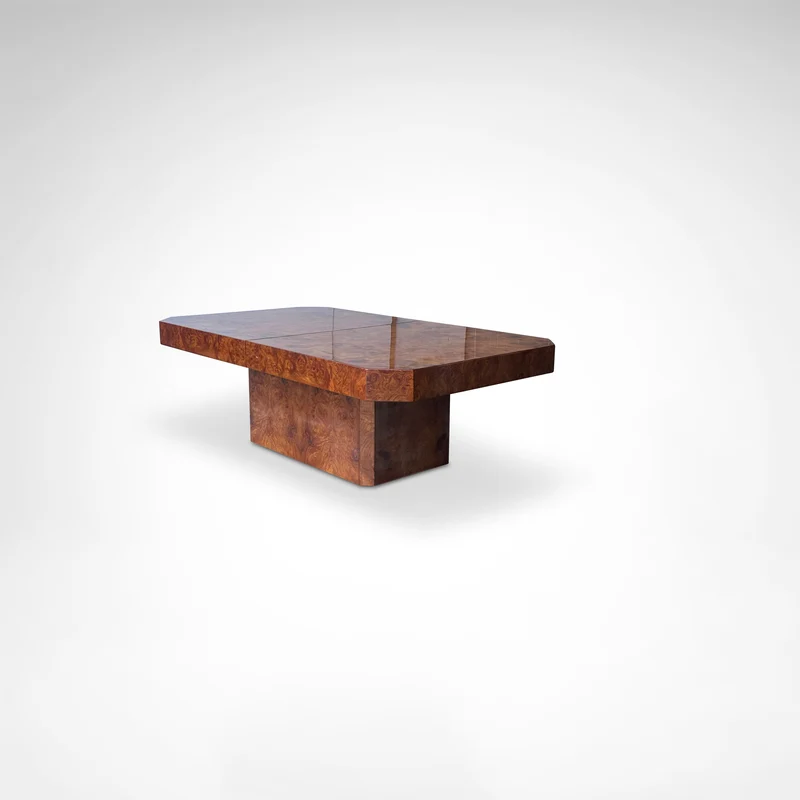 Burl wood coffee table with bar by Maison Lancel France 1980s
