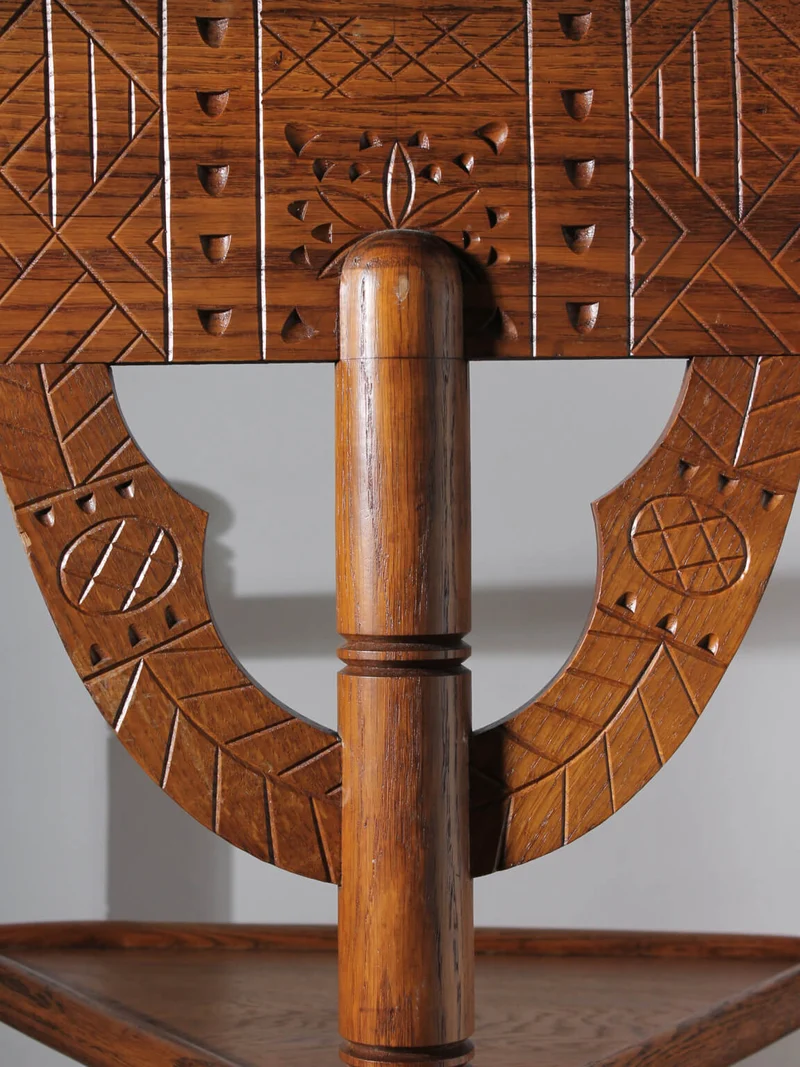Swedish Carved Oak Monk Chair