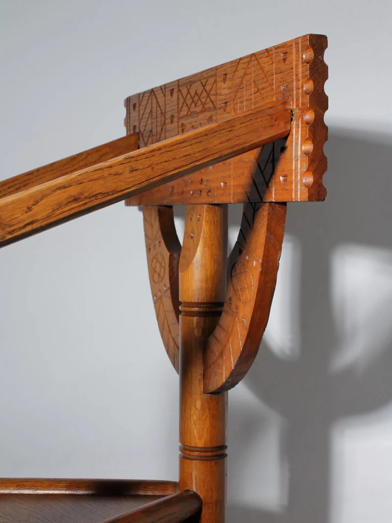 Swedish Carved Oak Monk Chair