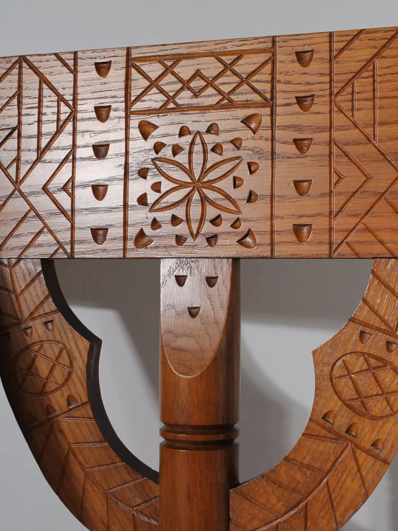 Swedish Carved Oak Monk Chair