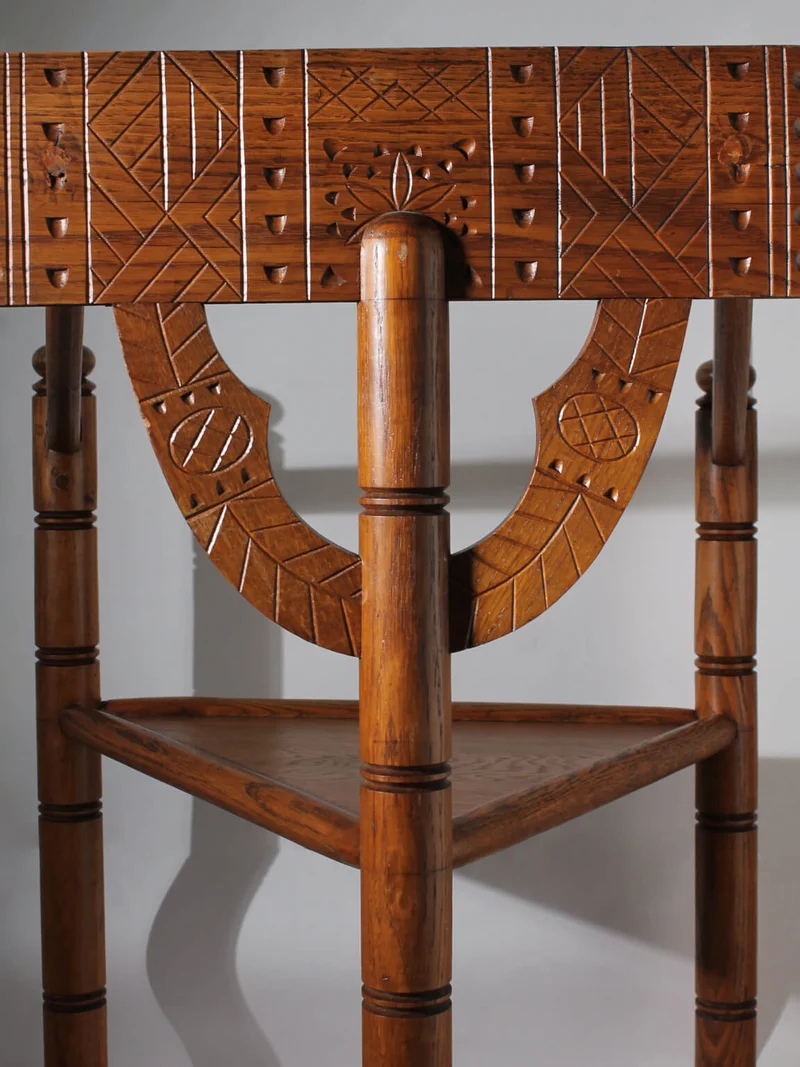 Swedish Carved Oak Monk Chair