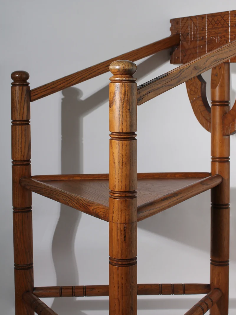 Swedish Carved Oak Monk Chair