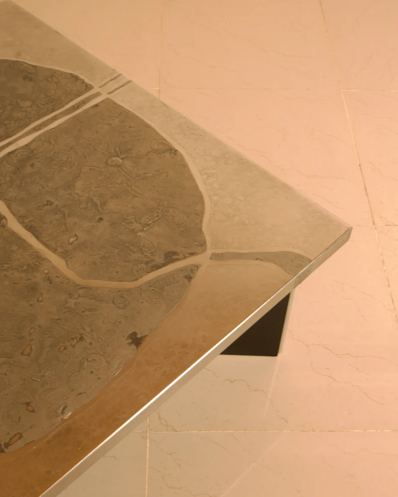 Sculptural coffee table in wood and steel by Heinz Lilienthal, 1960s