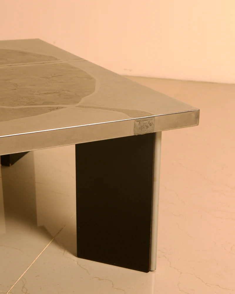 Sculptural coffee table in wood and steel by Heinz Lilienthal, 1960s