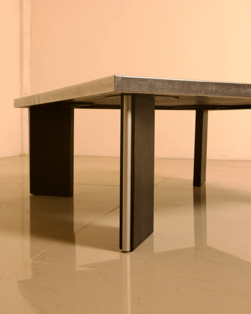 Sculptural coffee table in wood and steel by Heinz Lilienthal, 1960s