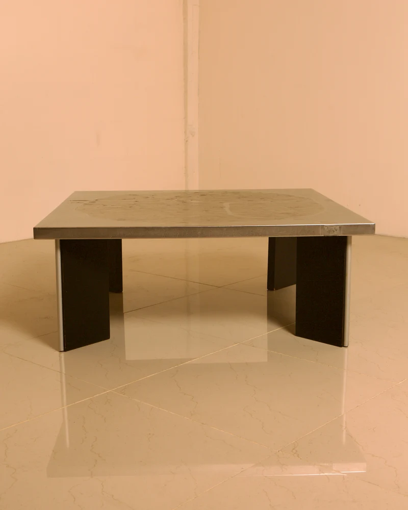 Sculptural coffee table in wood and steel by Heinz Lilienthal, 1960s
