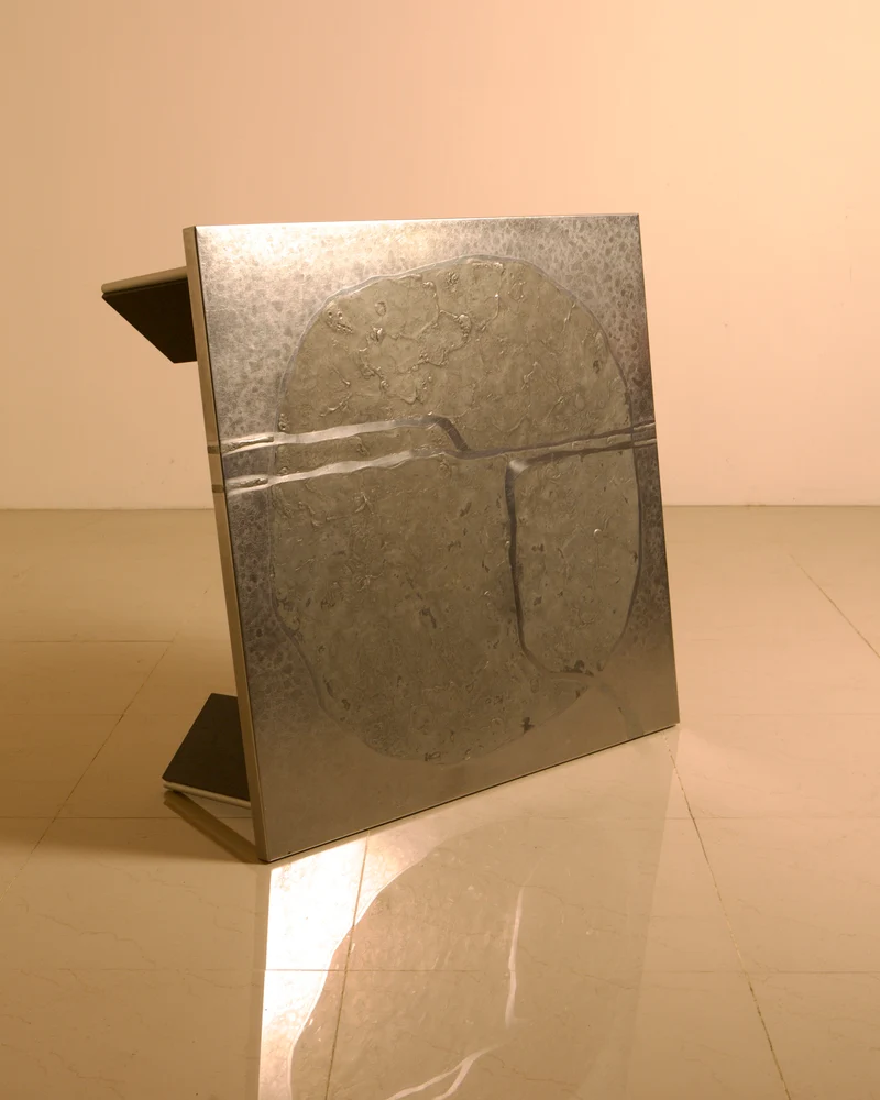 Sculptural coffee table in wood and steel by Heinz Lilienthal, 1960s