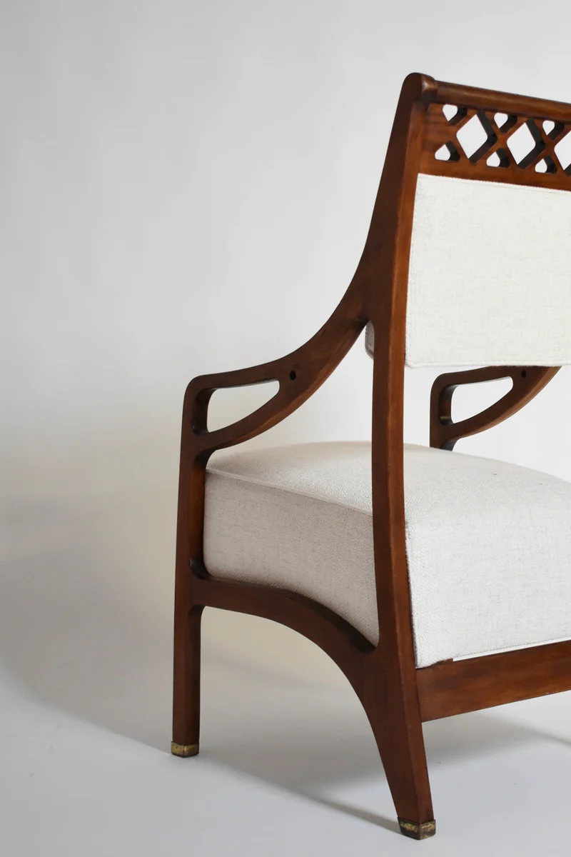 Pair of High Back Crosspieces Armchairs, 1960s