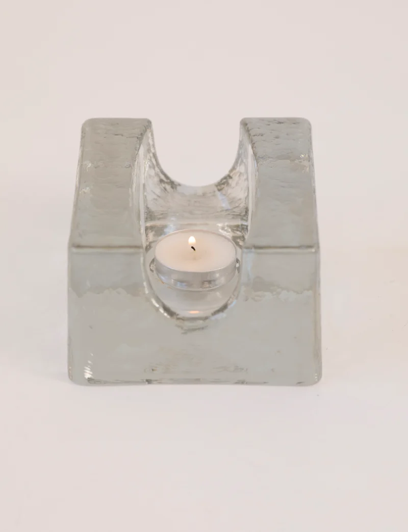 Vintage Scandinavian Candle Holders in Glass and Clear Glass