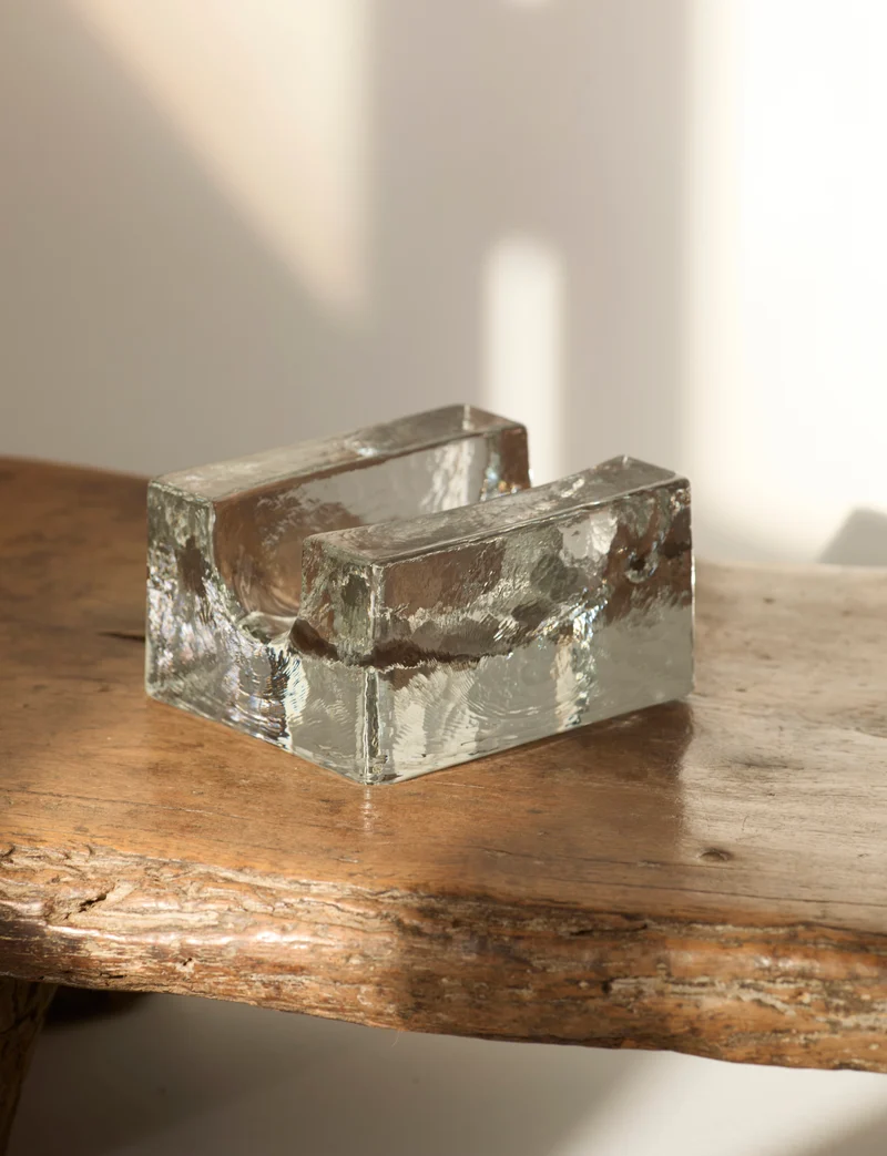 Vintage Scandinavian Candle Holders in Glass and Clear Glass