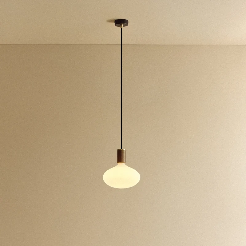 Oval Dim-to-Warm Pendant Light in Walnut