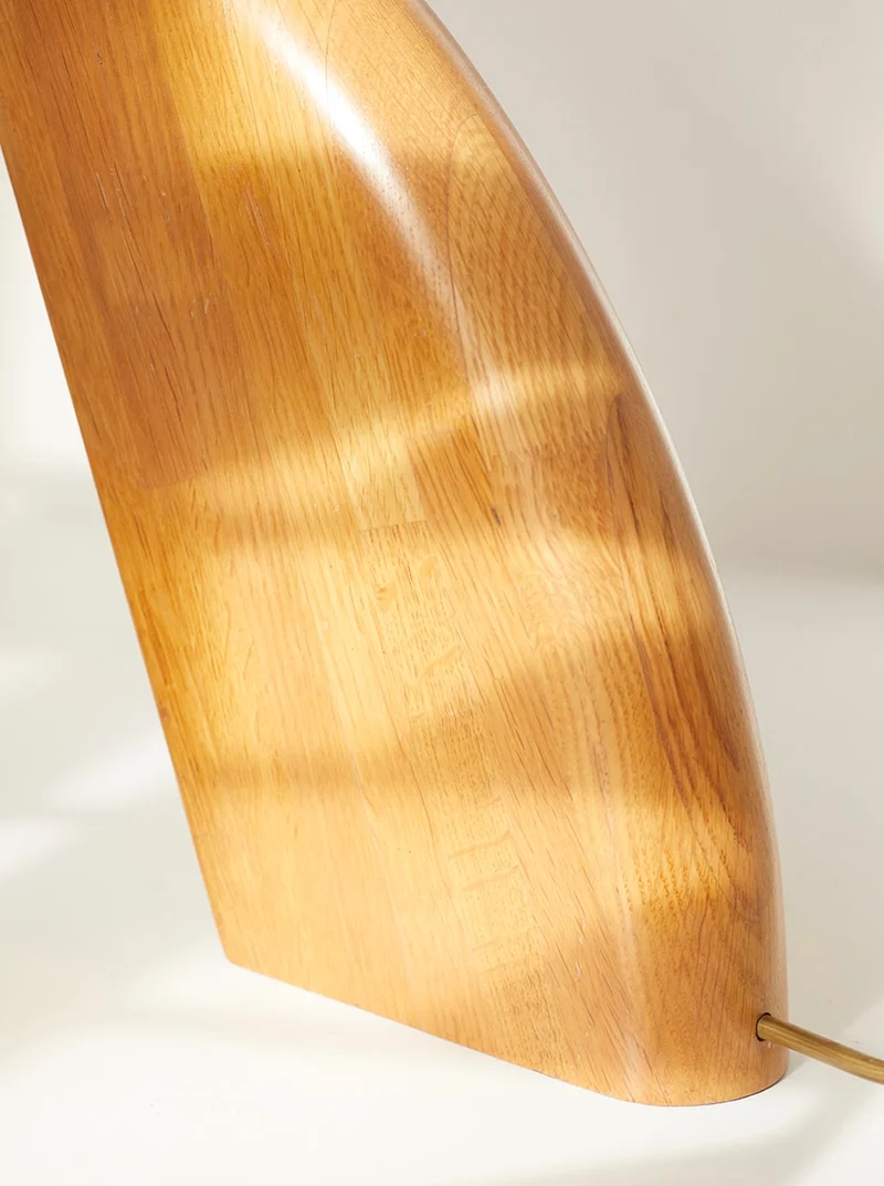 Set of 2 Vintage French Artisanal Table Lamps in Solid Oak Wood C. 1980, 1980s
