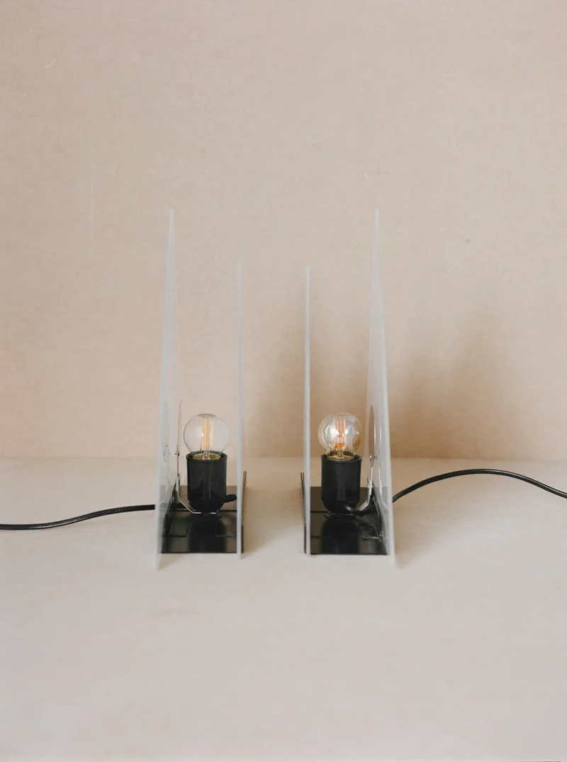 Vintage Glass Pyramid Postmodern Table Lamp C.1980, 1980s