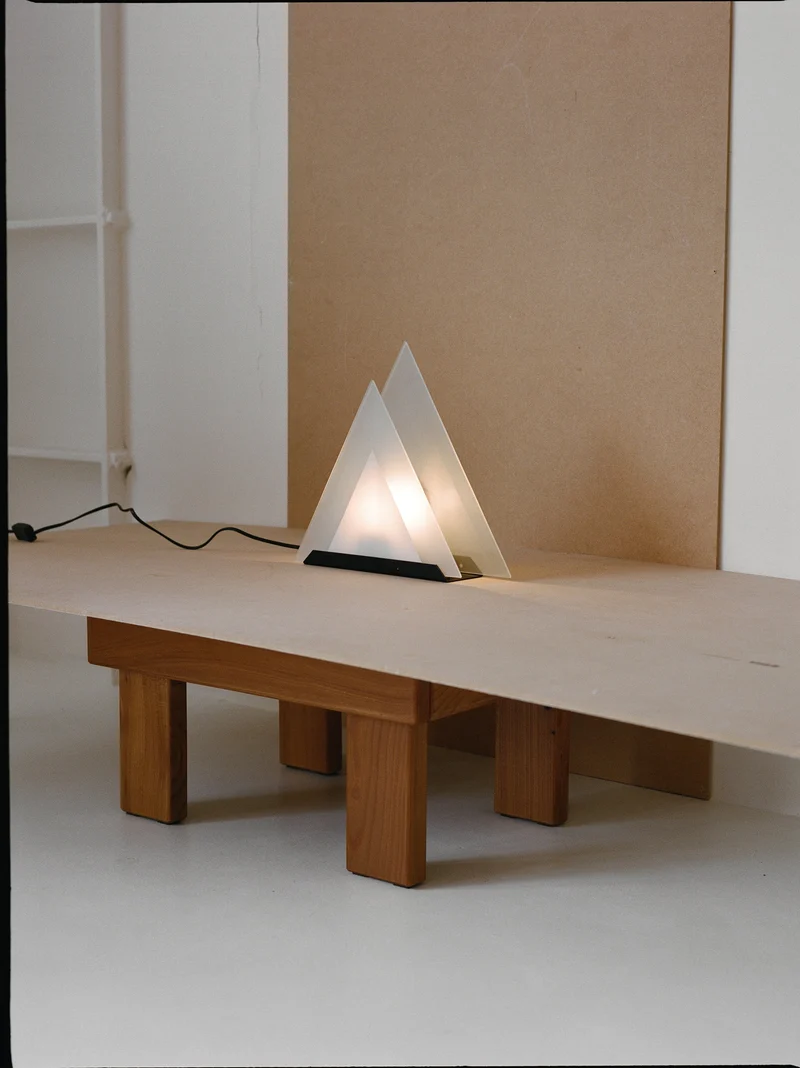 Vintage Glass Pyramid Postmodern Table Lamp C.1980, 1980s