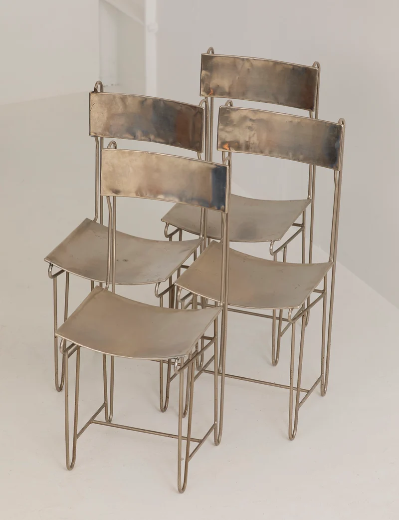 Set of 4 Metal Artist Dining Chairs from France Circa 1960-70