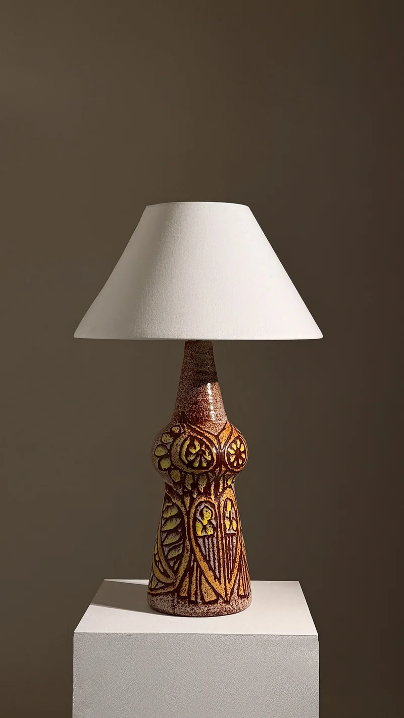 Vintage Rare ceramic Table Lamp by the Accolay potters, France, circa 1960