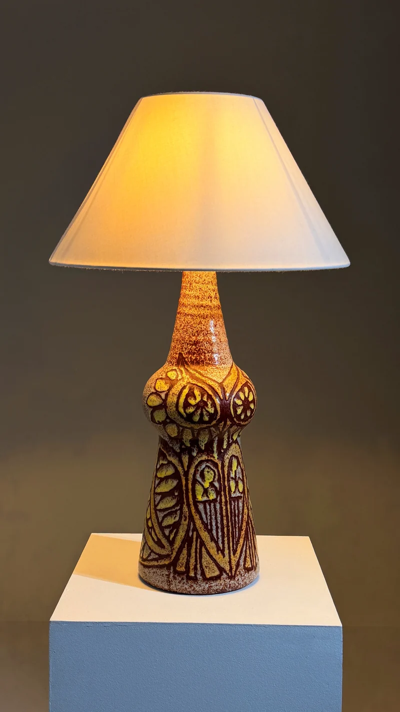 Vintage Rare ceramic Table Lamp by the Accolay potters, France, circa 1960
