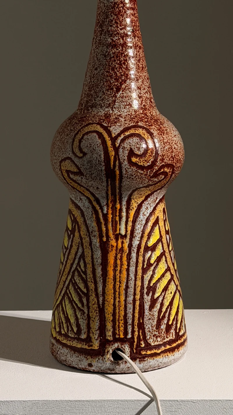 Vintage Rare ceramic Table Lamp by the Accolay potters, France, circa 1960