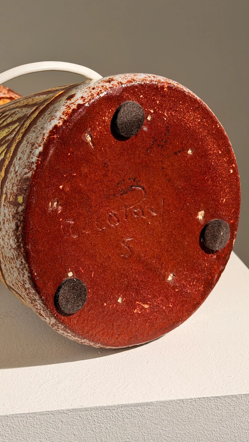 Vintage Rare ceramic Table Lamp by the Accolay potters, France, circa 1960