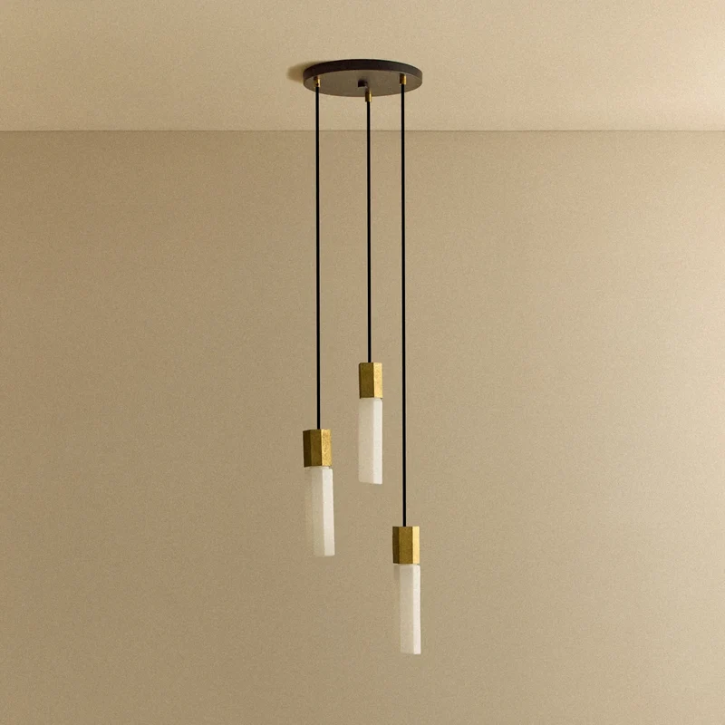 Basalt Triple Pendant in Brass