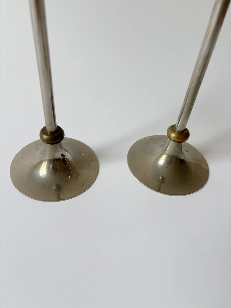 2 Metal Postmodern Candleholders