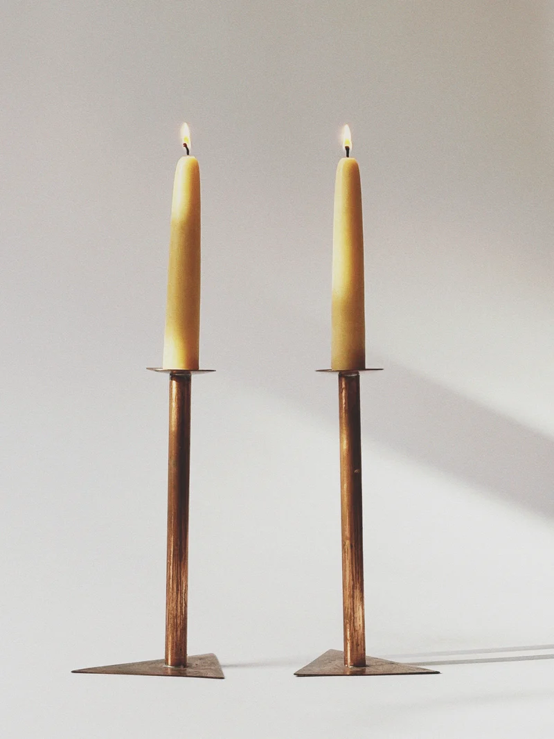 2 Copper Postmodern Candlesticks