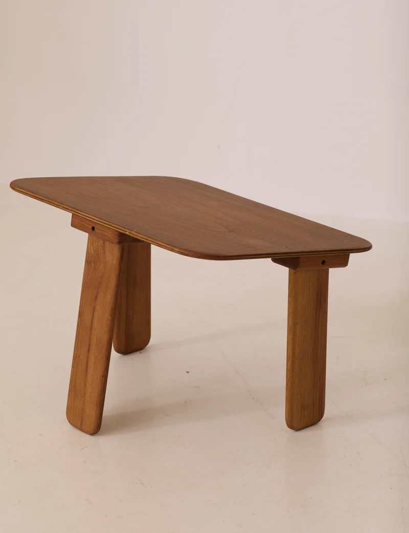 Small dismountable wooden meditation table by Alain Gaubert, France circa 1980