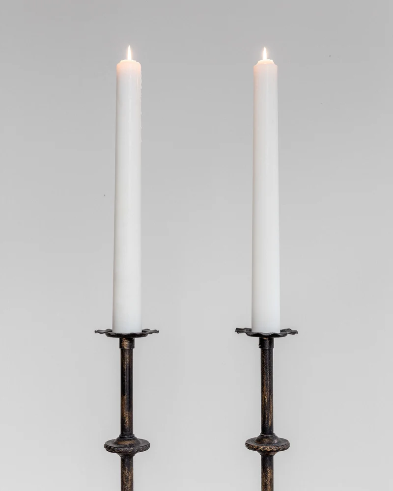Pair of Monumental Cast Iron Floor Candleholders by Böhlmarks, Sweden, 1930s