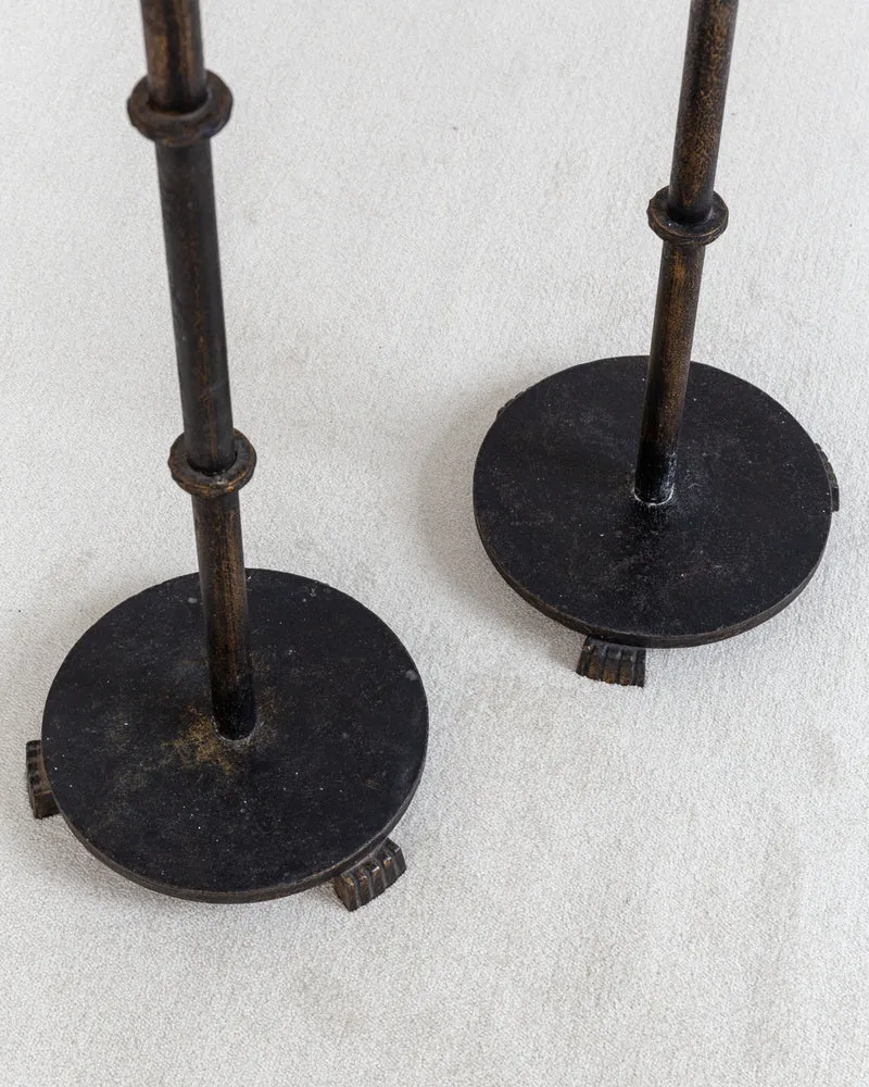 Pair of Monumental Cast Iron Floor Candleholders by Böhlmarks, Sweden, 1930s