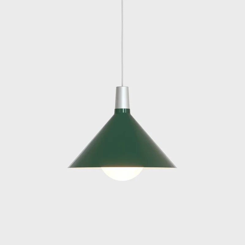Bower Pendant Light Medium in Dark Green + Sphere IV