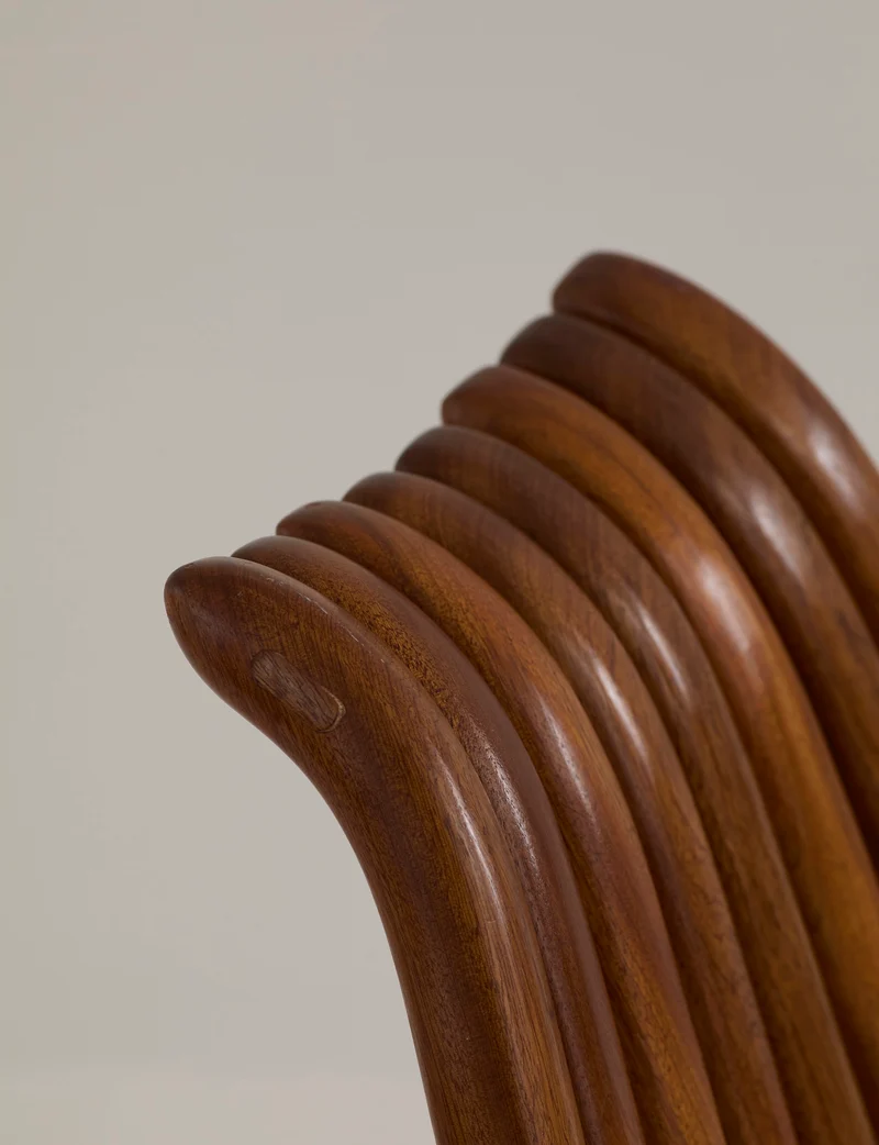 Vintage Artisanal Foldable Lounge Chair in Wood