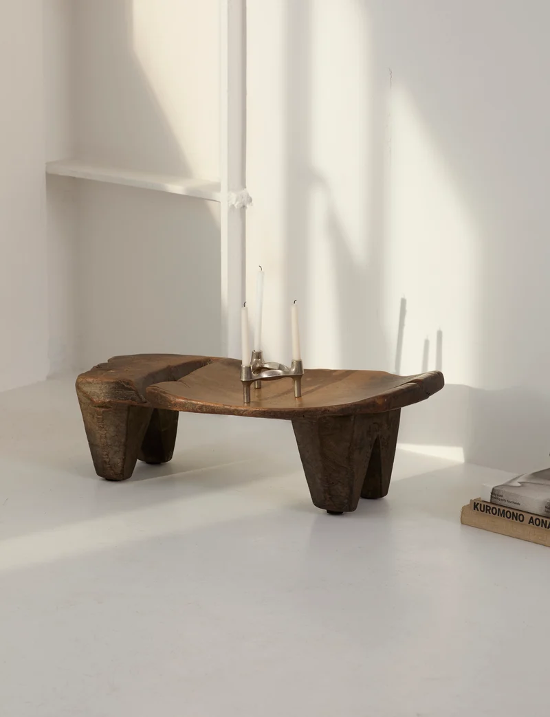 Mid-Century African Senufo Stool / Side Table in Solid Wood