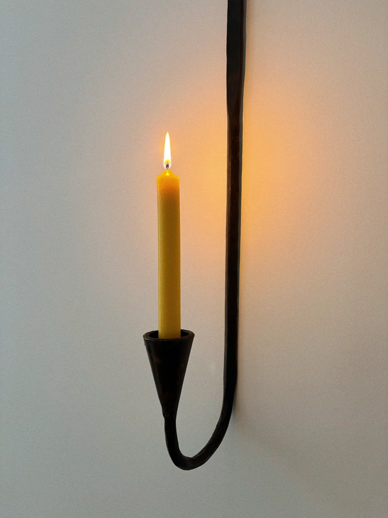 Set of 3 Large Danish Wrought Iron Wall Candlesticks, c. Late 1990s