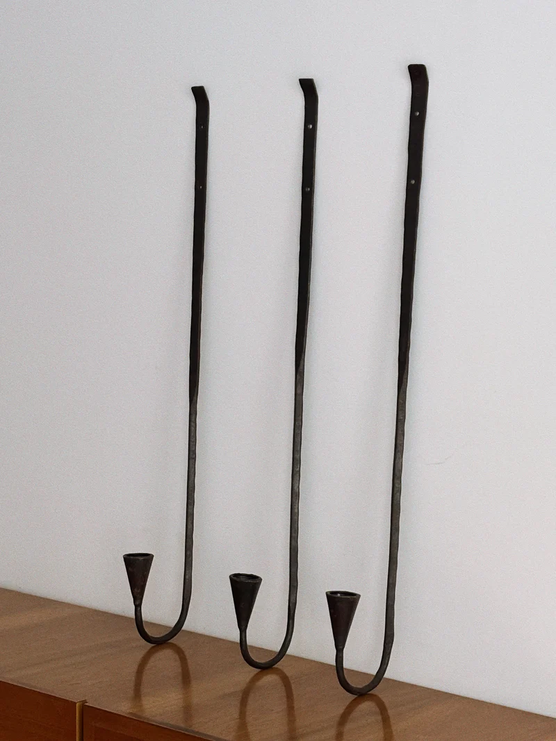 Set of 3 Large Danish Wrought Iron Wall Candlesticks, c. Late 1990s