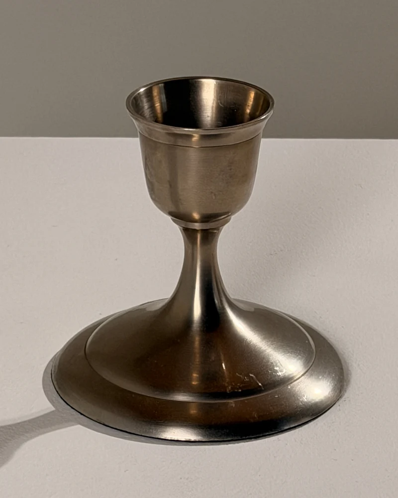 Silver-plated metal candlestick, France, circa 1930, Art Deco period.