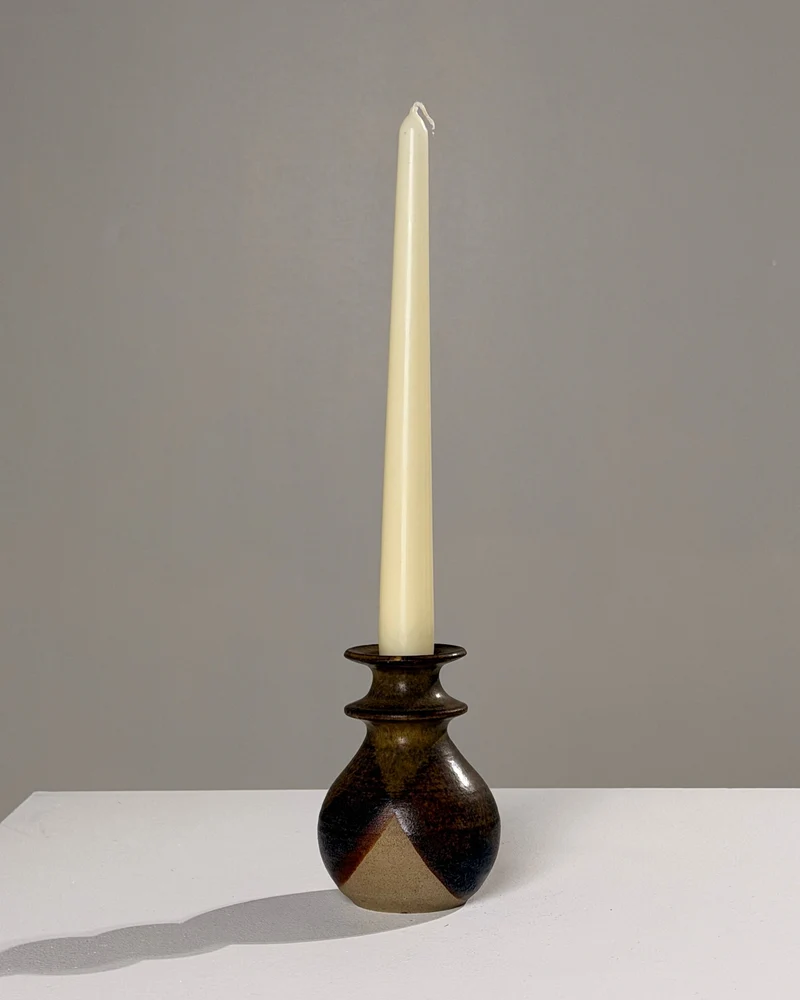 Stoneware candlestick, France, circa 1960.