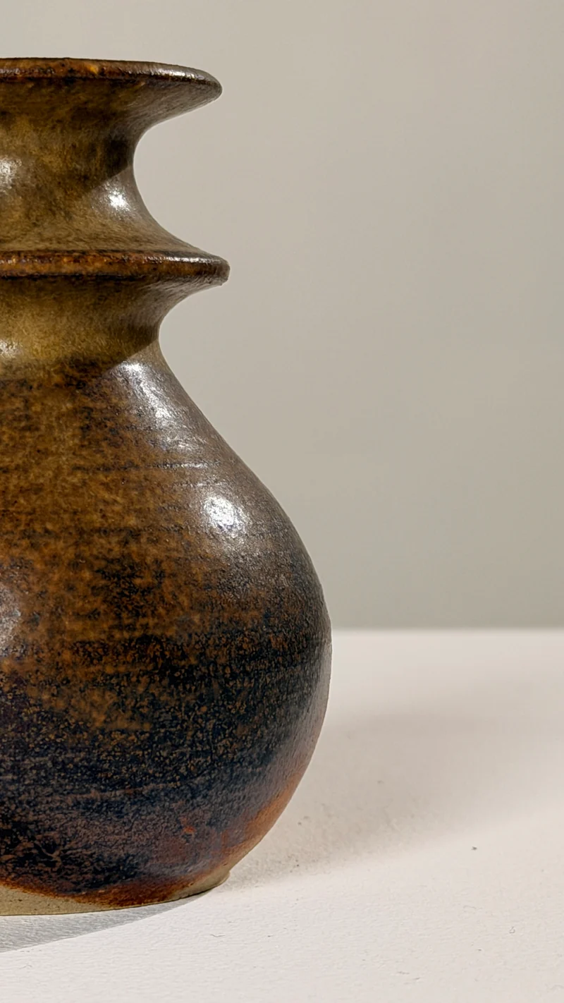 Stoneware candlestick, France, circa 1960.