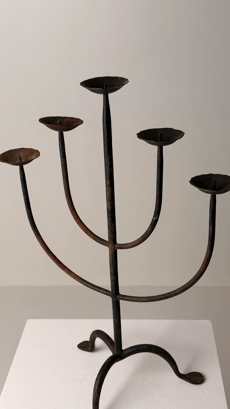 Imposing wrought iron candelabrum, France, early 20th century.