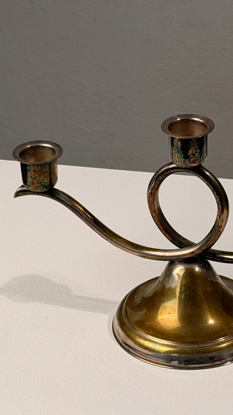 Silvered metal candelabrum, France, 20th century, Art Deco period.