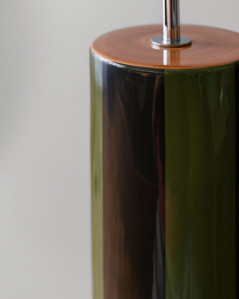 "Ombrellina" Earthenware Table Lamp - Dill Pickle & Faded Black
