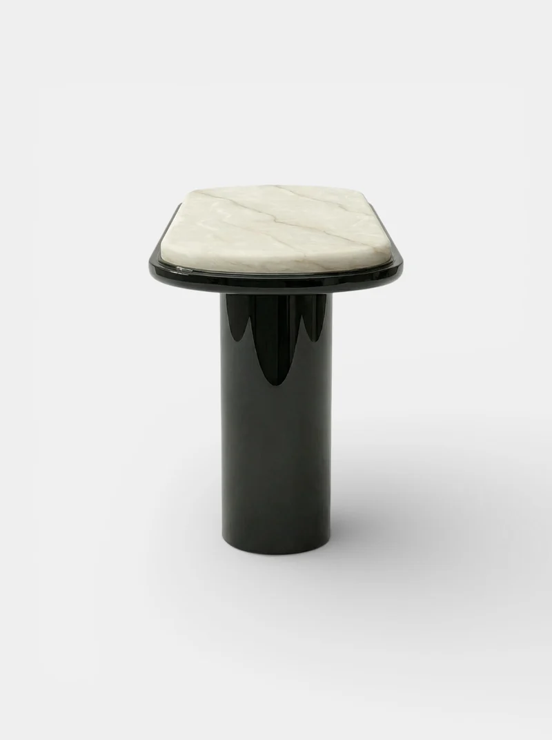 Ida Black Lacquered And Ivory Onyx Console