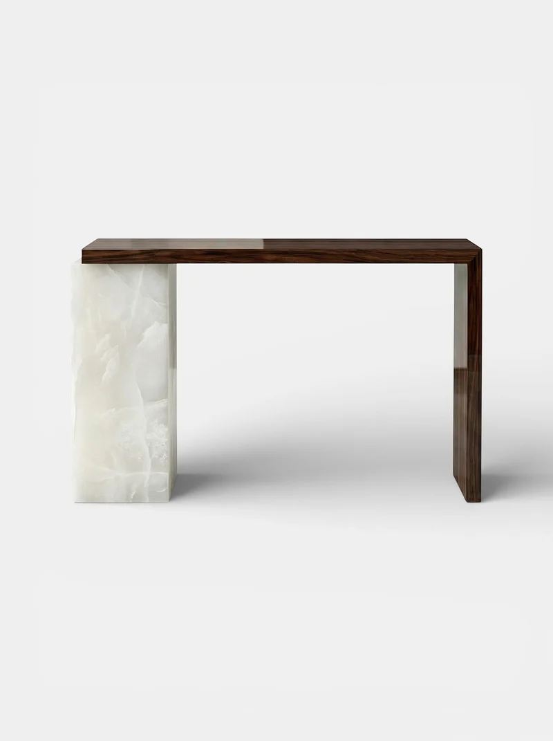 Jill Wood and White Onyx Console