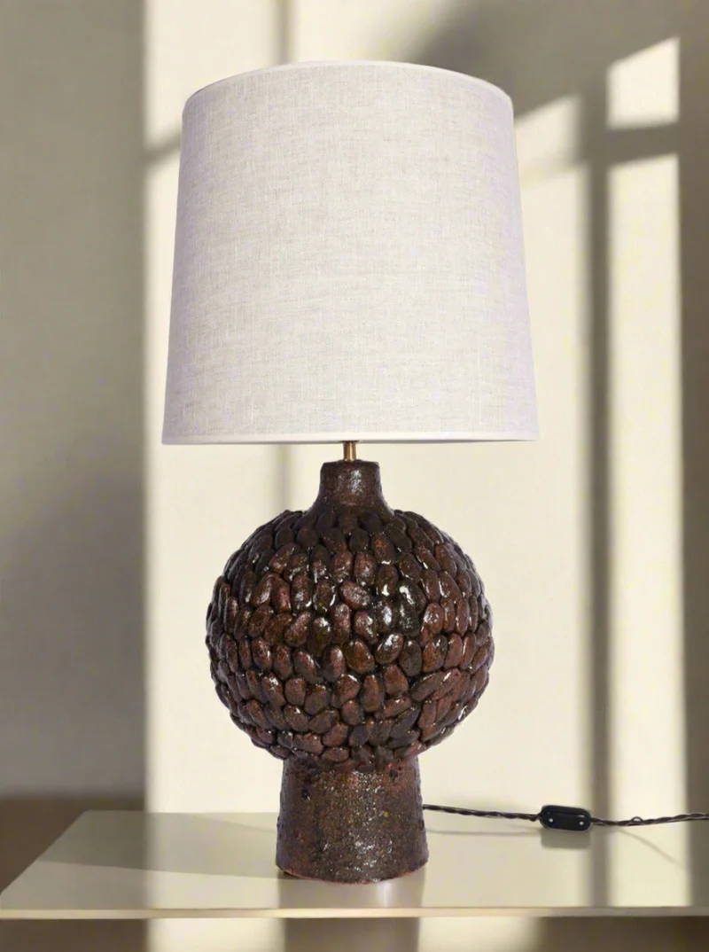 "Melides" Brown Glazed Terracota Ceramic Table Lamp
