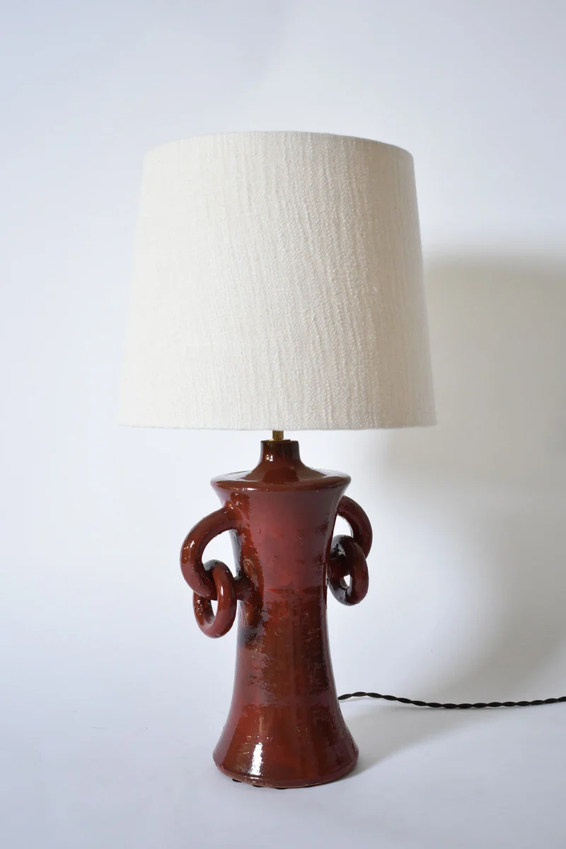 "Kasaï" Red Handles Ceramic Table Lamp
